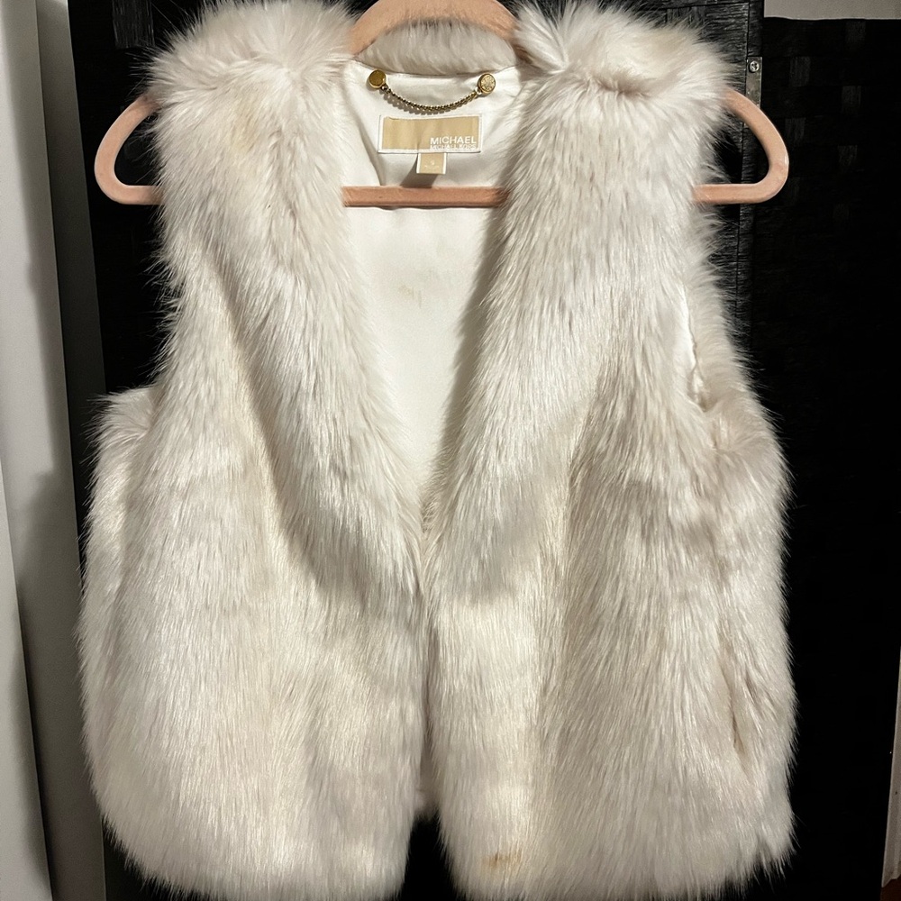 Michael Kors Cream Faux Fur Vest